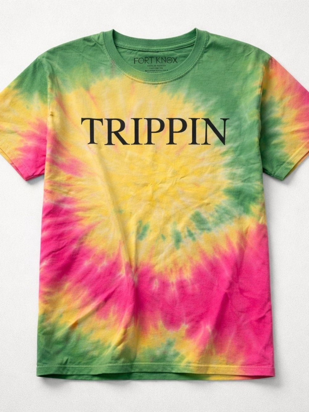 Fort Knox 'TRIPPIN' Tie-Dye Tee - Green, Yellow, Pink